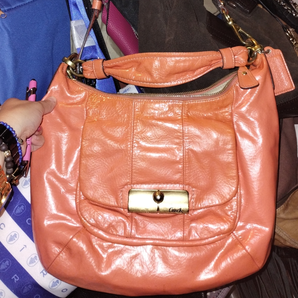 Authentic Coach Vibrant Orange Hobo Bag